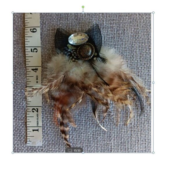 Boho Brooch Mixture Feather with Plastic beads - Picture 4 of 4